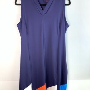 Kinona Golf Dress L Blue Colorblock Sleeveless Athletic Tennis Zip Pockets